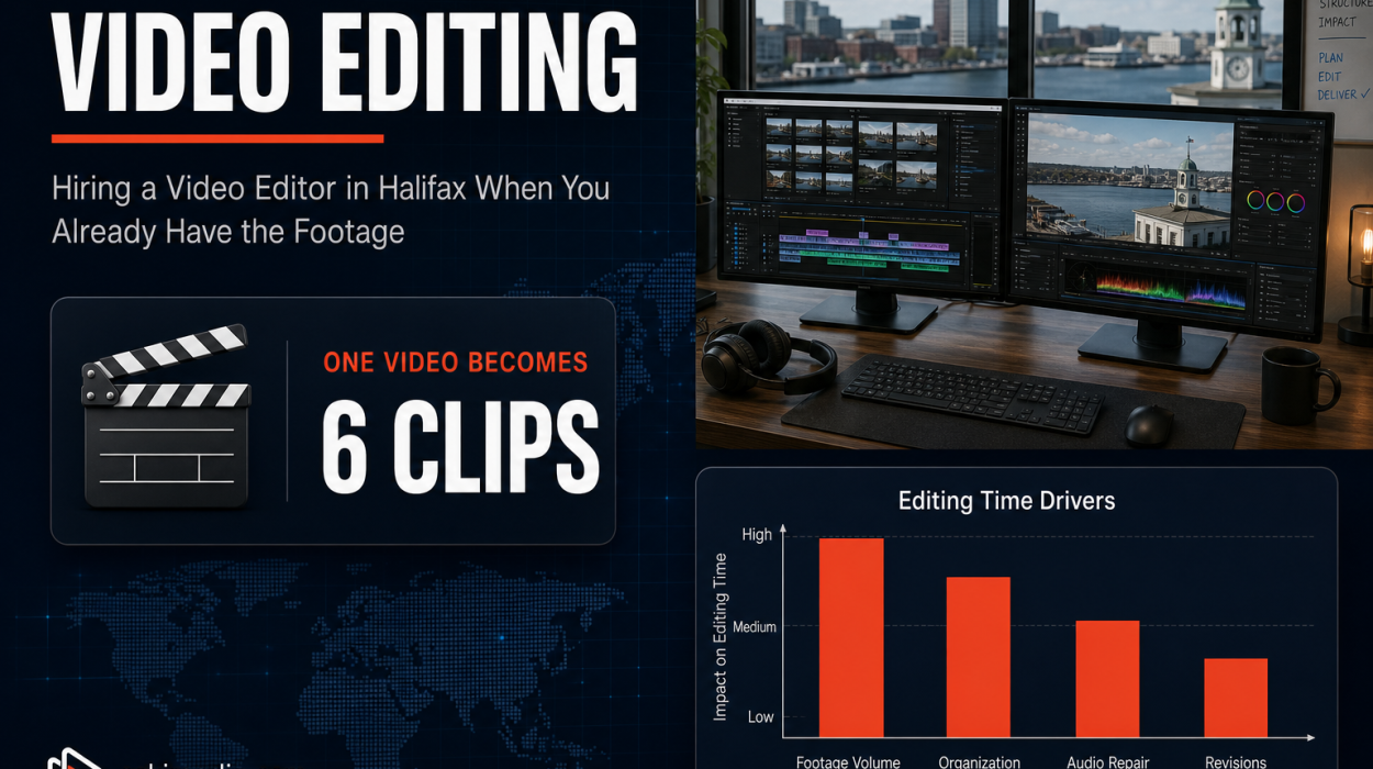 Guide to hiring a video editor in Halifax to turn unused raw footage into finished videos, showing how one existing video can be recut into six social media clips