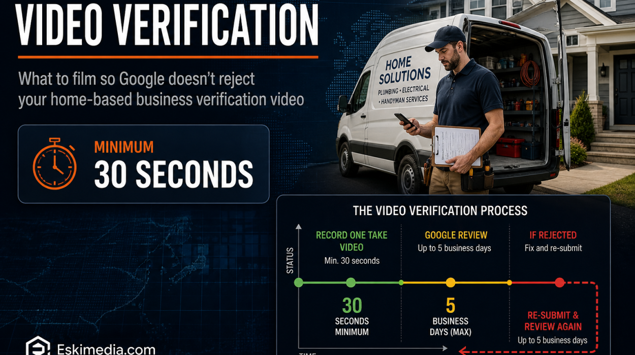 Google Business Profile video verification tips for home-based businesses, showing how to film the location, tools, and documents needed to avoid rejection.